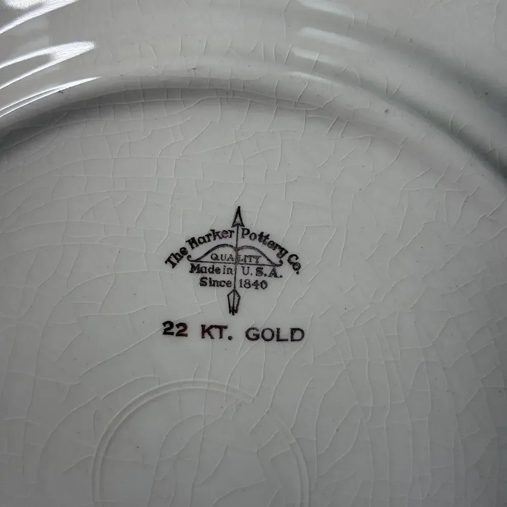 The Harker Pottery 22 Kt Gold Plate, Elegant Dinnerware, Antique Decor Piece